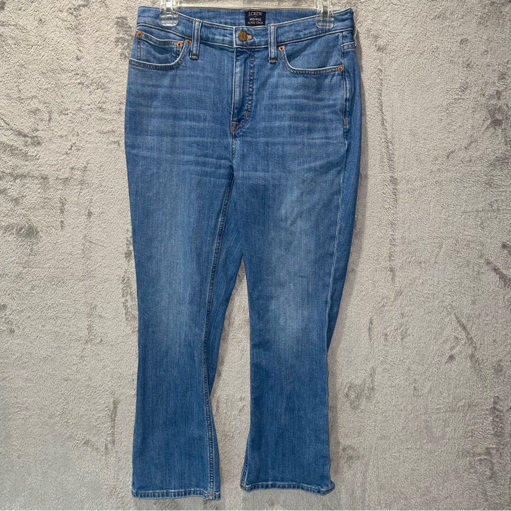 J. Crew Mid Rise Flare Crop Medium Wash Jeans Size 27